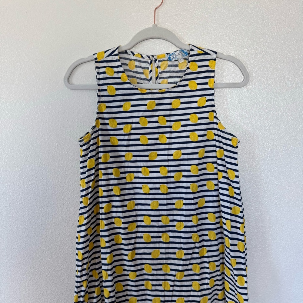 J Gee Lemon Print Sleeveless Shift Sheath Dress A Line 100% Cotton S - Picture 2 of 13